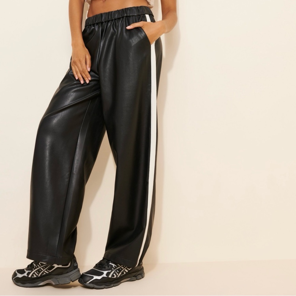 Vegan-Leather Pull-On Track Pants Maeve by Anthropologie